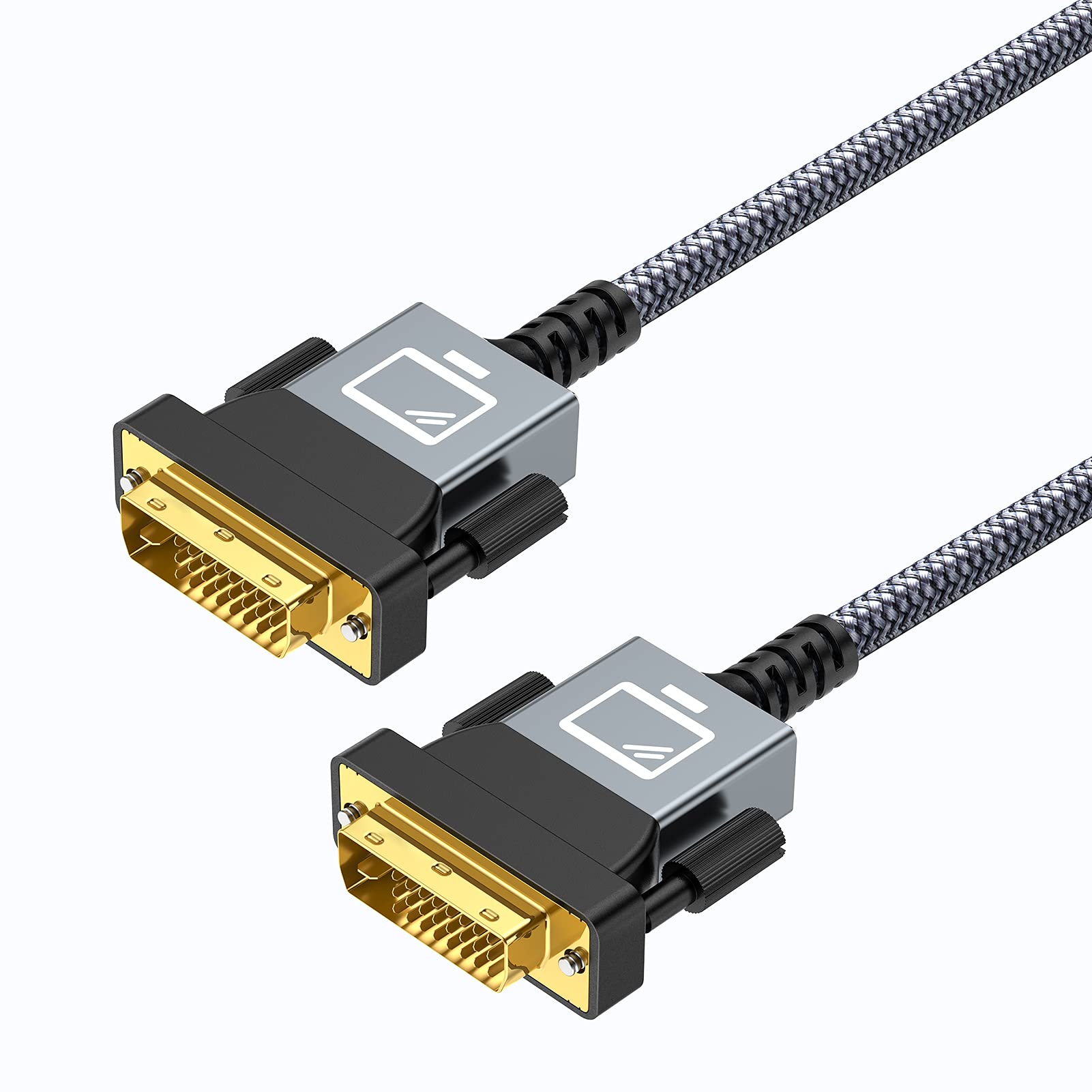 Capshi DVI to DVI Cable 6FT, DVI-D 24+1 (Alloy Shell/Nylon Braid/Gold-Plated), DVI-D to DVI-D Dual Link Cable Support 1920x1080 60HZ for Gaming, DVD, Laptop, TV and Projector(Grey)