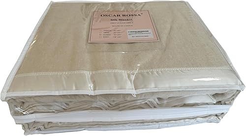 Miniatura 4 de OSCAR ROSSA Manta de cama de seda de morera con borde de seda Charmeuse, marfil, tamaño individual