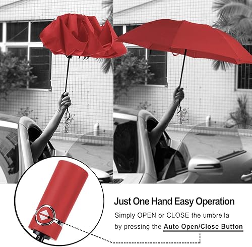 Miniatura 5 de Lanbrella - Paraguas de viaje, compacto, plegable, reversible y resistente al viento