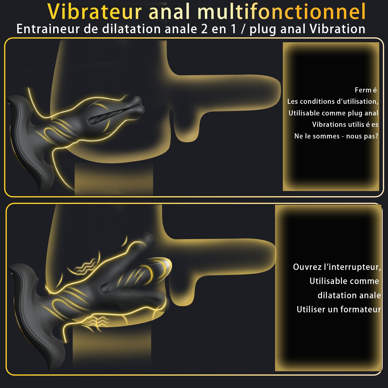 Vibratore anale per uomini, stimolazione della prostata, giocattoli sessuali anali per uomini con funzione, massaggiatore anale e dilatatore anale