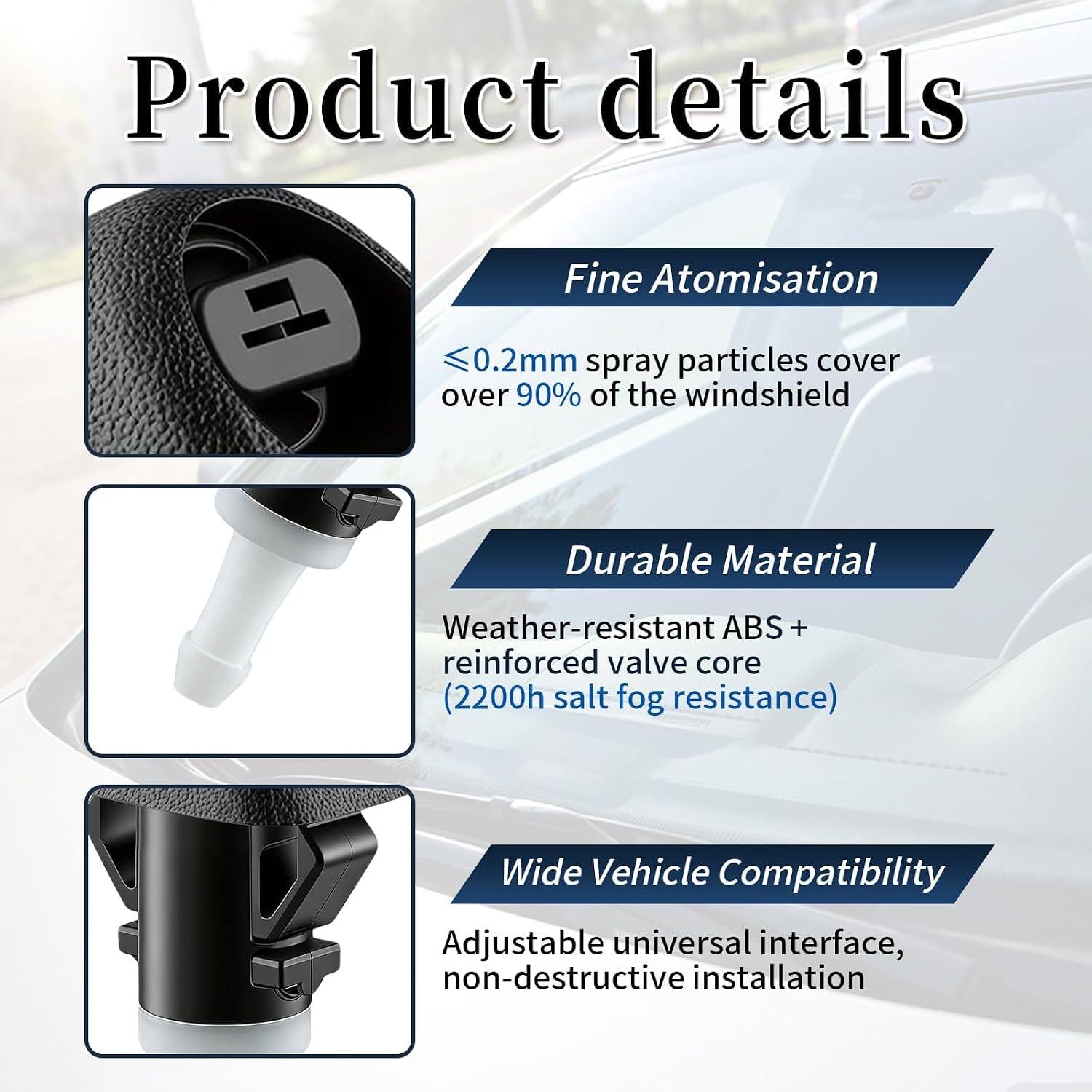 2 Pcs Windshield Washer Nozzles Compatible with Subaru 2009-2018, Fits 86636SG000 86636AJ1