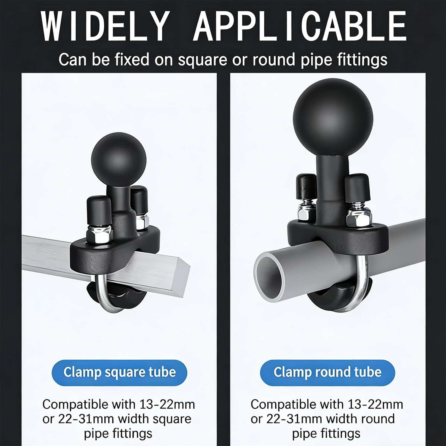 Strg Tablet Mount with U-Bolt Base for 6" Tablets for Rails 0.5'' to 1.25'' in Diameter, Motorcycle Tablet Mount for Bike Motorcycle ATV/UTV and More Rails