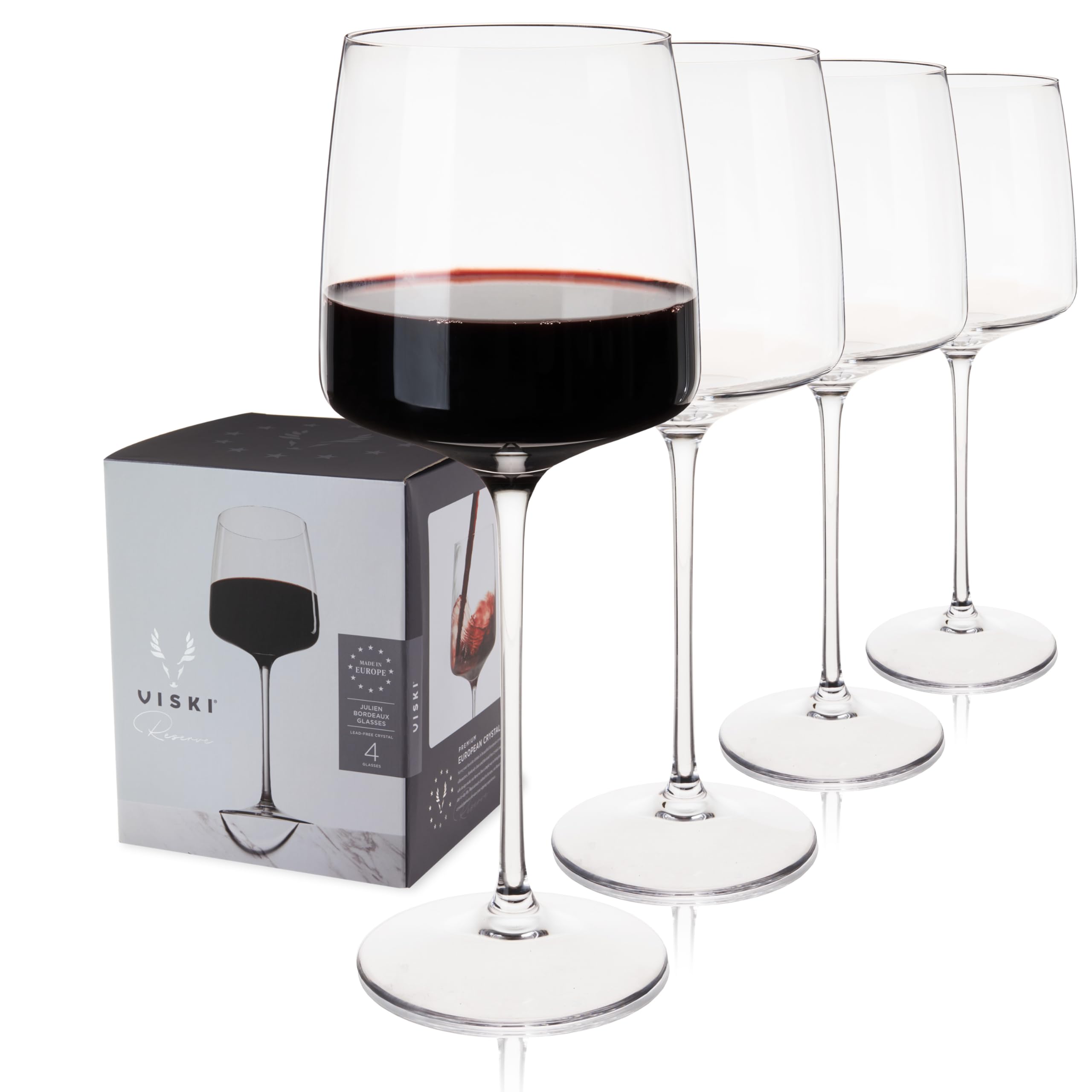 Verres à vin Bordeaux cristal de fabrication européenne Viski Reserve Julien rouge 650ml