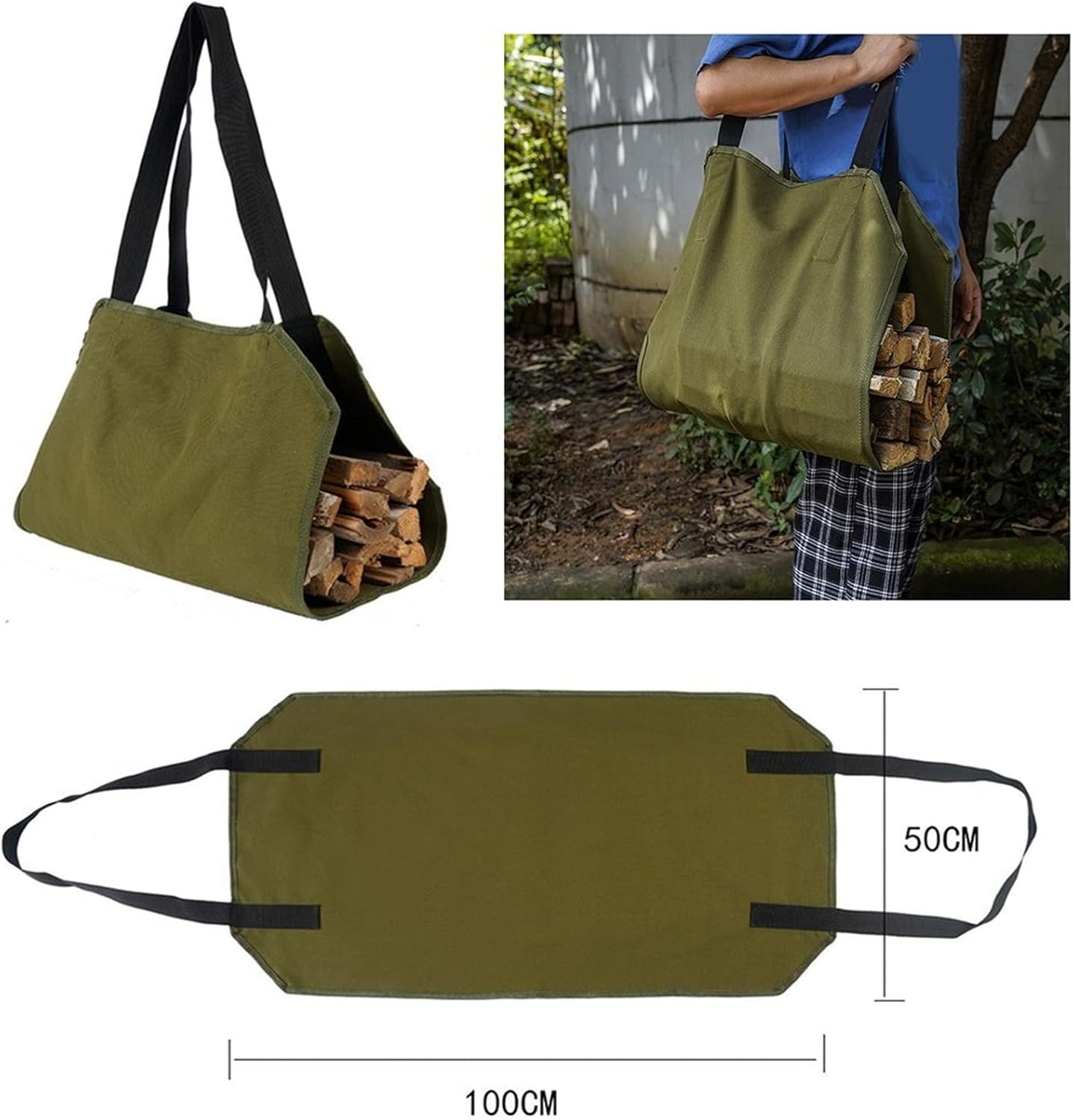 GRFIT Log Carrier for Firewood Storage Bag Outdoor Portable Firewood Tote Bag Mantel Large Storage Bag Carrying Storage Bag Camping Tools Firewood Holder