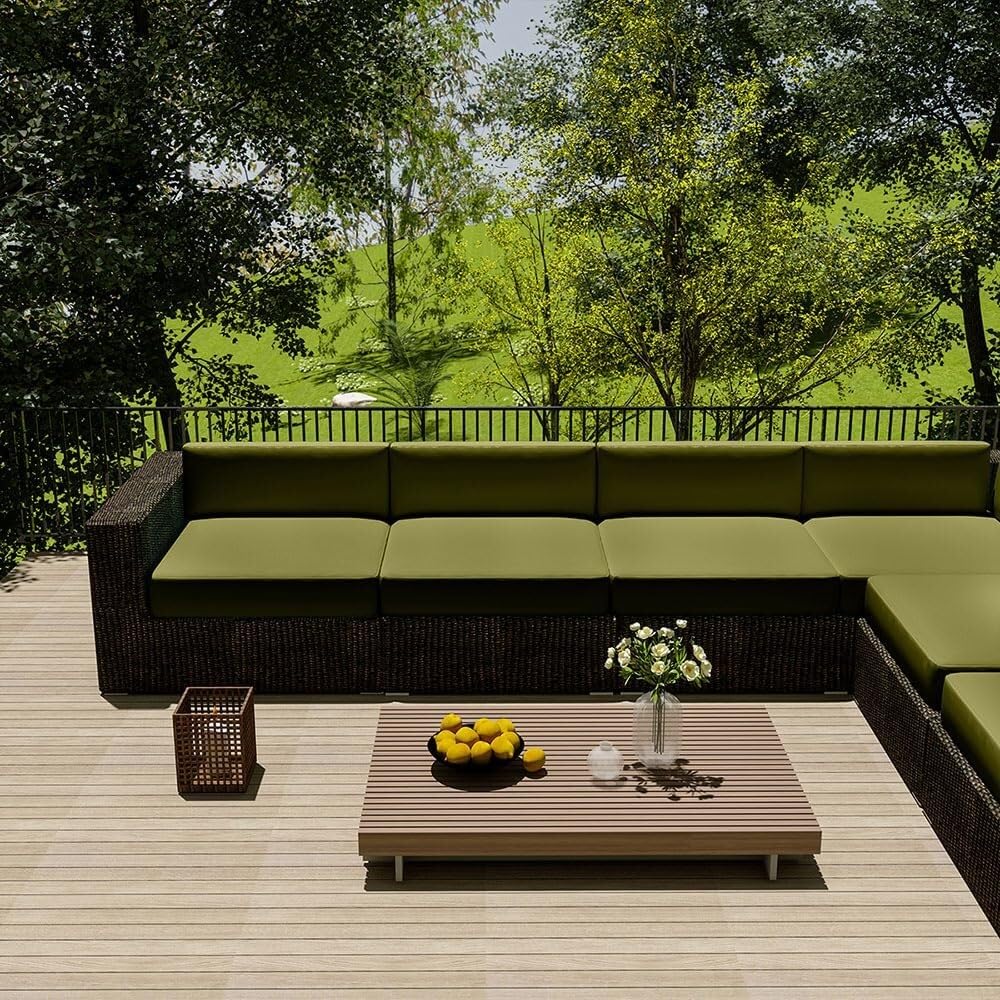 Juego de 2 Impermeable Exterior Funda de Cojín de Asiento de Sofá con Cremallera Fundas de Cojín para Exterior Funda de Fondo para Interior(Sage,65x65x10cm)