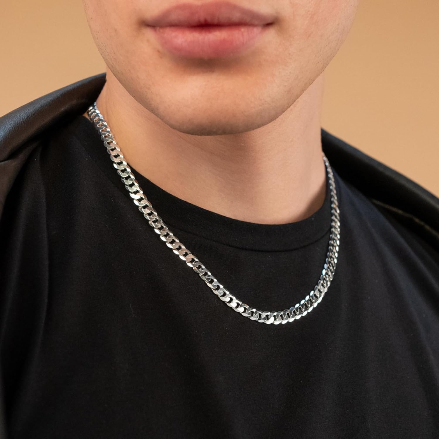 QUADRI Cuban Link Chain for Men – 925 Sterling Silver, 7mm Diamond-Cut Necklace, 16-26 Inch, Cadena de Plata para Hombre, Made in Italy, Gift for Him - Image 3