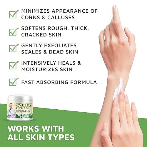 Miniatura 4 de Activelife - Crema de urea 40 por ciento para pies, formulada por médicos, crema para pies para talones secos agrietados, removedor de callos de