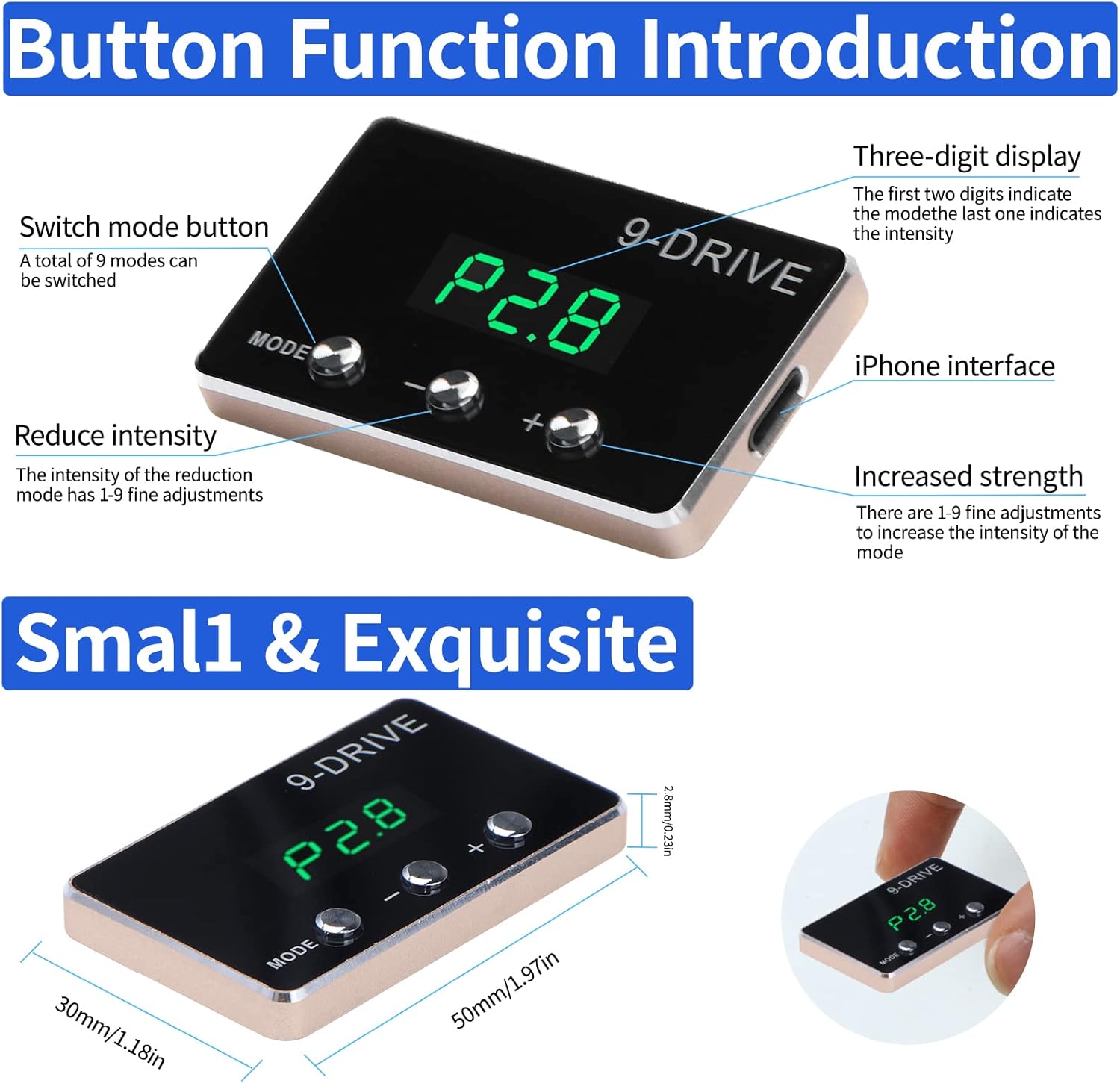 Throttle Response Controller, 9 Drive 9-Mode Smart Electronic Racing Pedal Accelerator for Dodge RAM 1500 New Body Style Wrangler JL Gladiator JT NISSAN Titan Trucks Chevrolet(809)