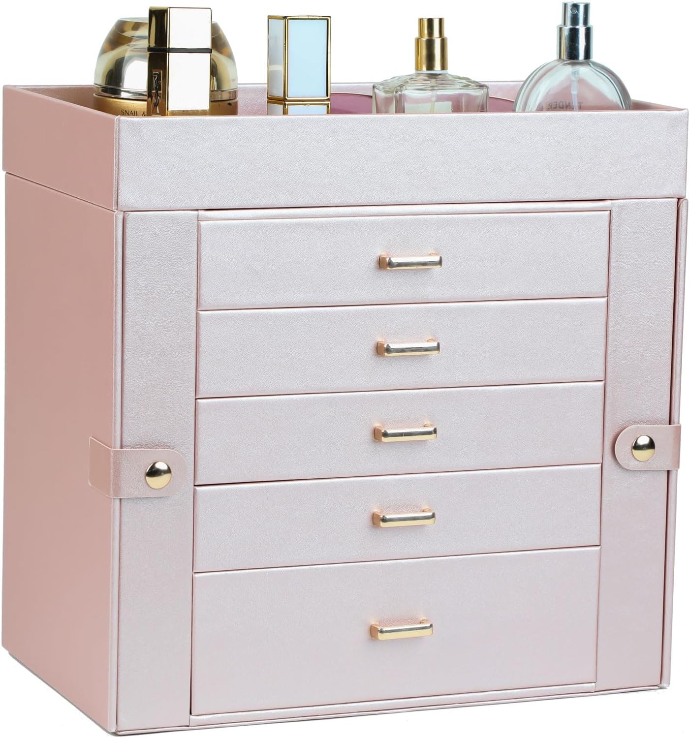 BOOVO Large Jewelry Boxes For Women (Rose Gold, 6 Layer)