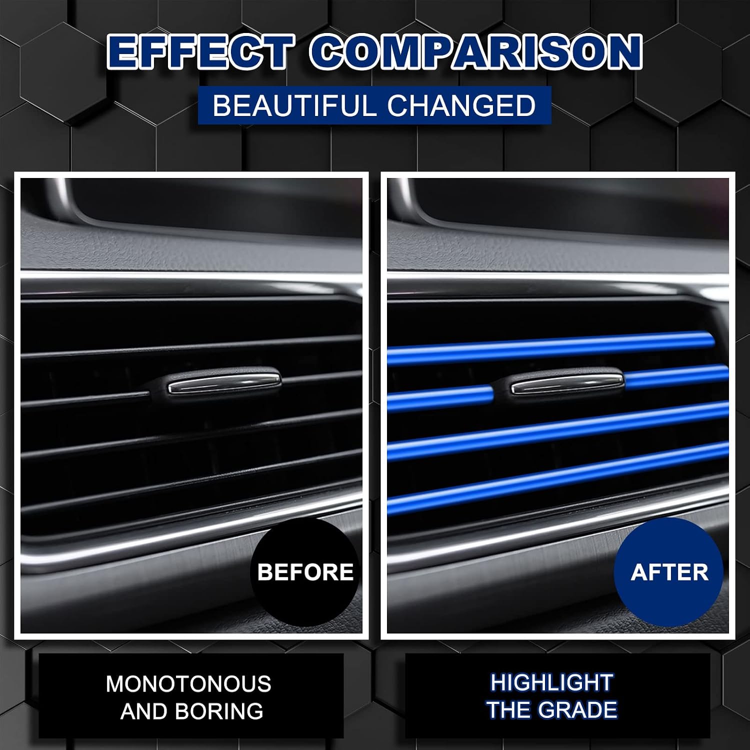 Frienda 25 Pack Car Accessories Set 20pcs Car Vent Trim Strips 16 Feet Filler Insert Strips with Installation Tool 4pcs Car Cup Air Conditioner Vent Trim Decorative Car Interior Accessories (Blue)