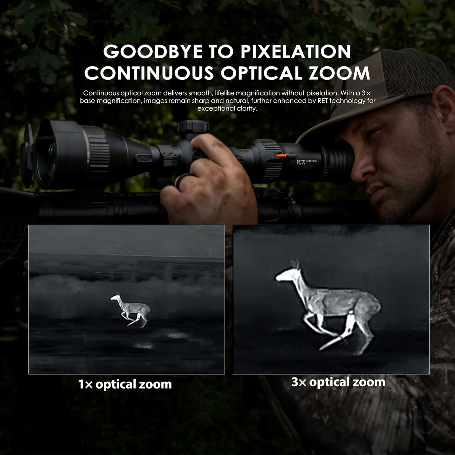 RIX LEAP LRF Thermal Scope Night Hunting Thermal Riflescope Built-in LRF, Optical Zoom Thermal Rifle Scope