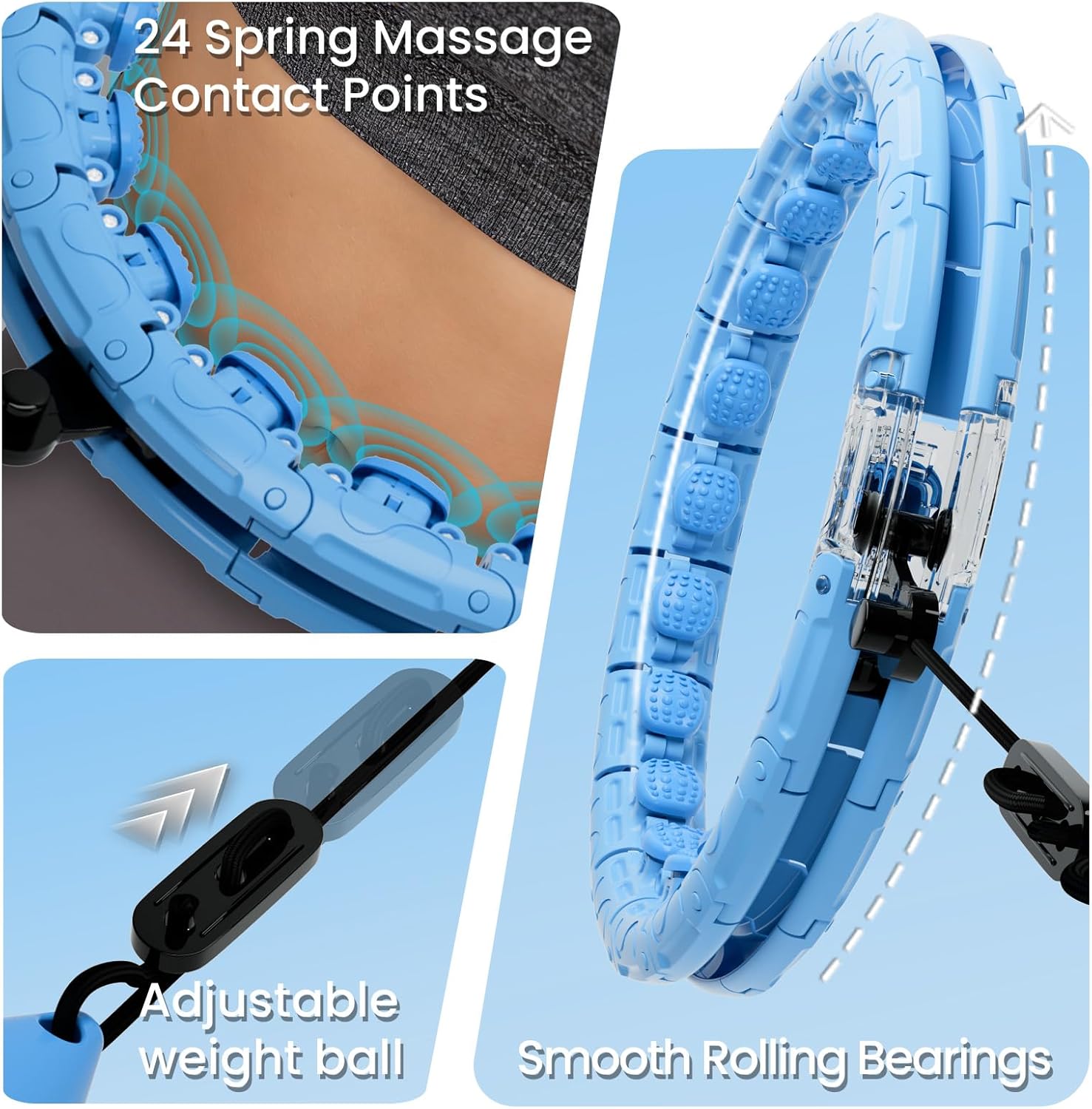 Weighted Infinity Exercise Hoop - 64in 30 Links Smart Hoop for Adult Weight Loss, Plus Size Low-Impact Fitness Hoop for Beginners & Women​