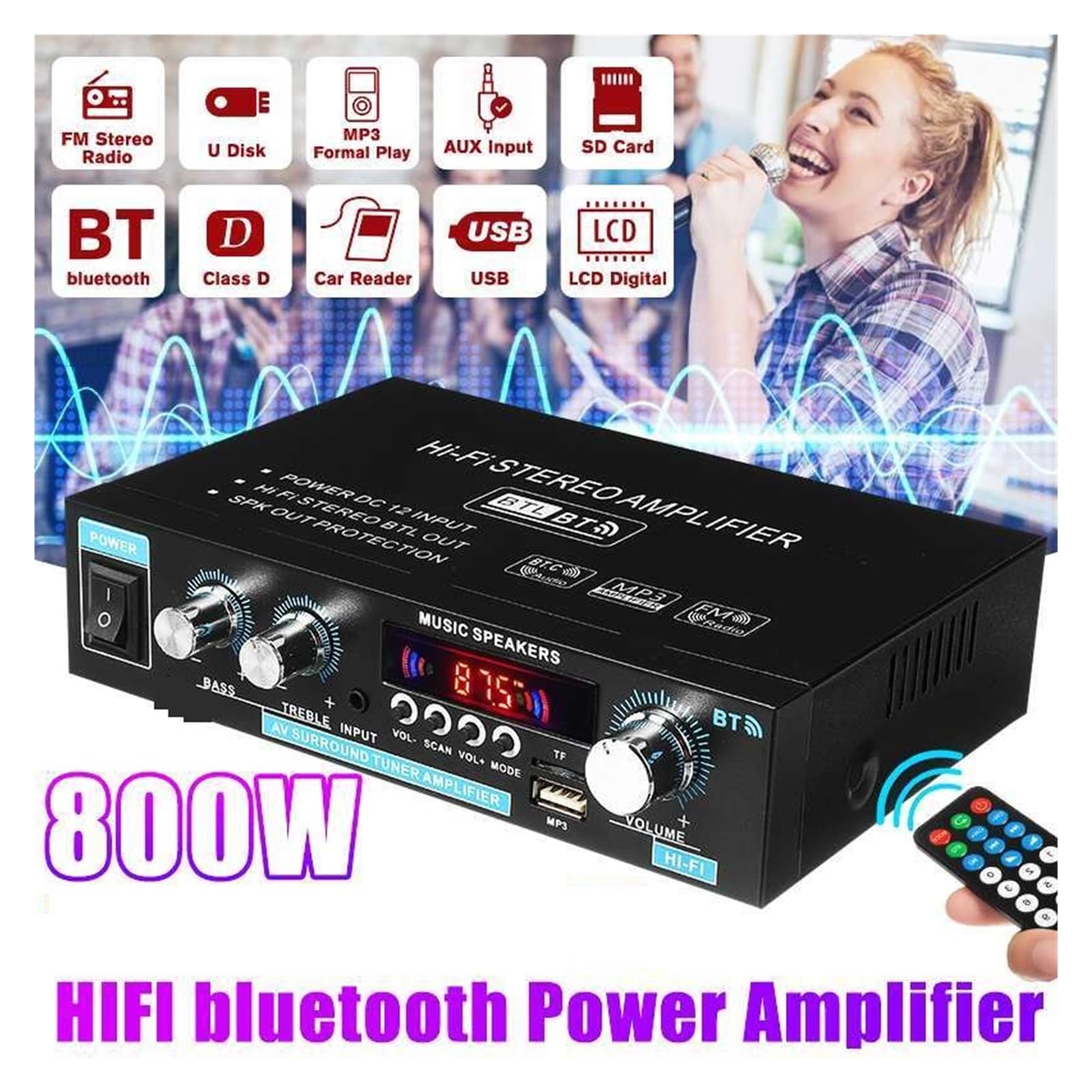 Amplificatori Digitali Audio Bassi Potenza Audio Amplificatore Bluetooth Auto Music Subwoofer Altoparlanti Piccolo ma Potente