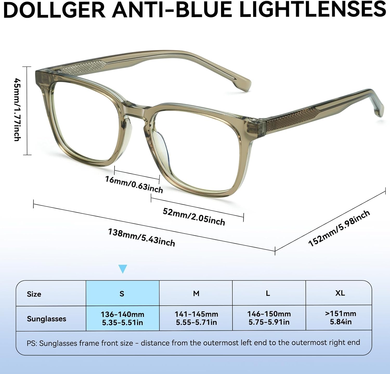 Dollger Blue Light Blocking Glasses For Woman Men Square Rectangle Computer BlueLight Glasses Non-Prescription Glasses
