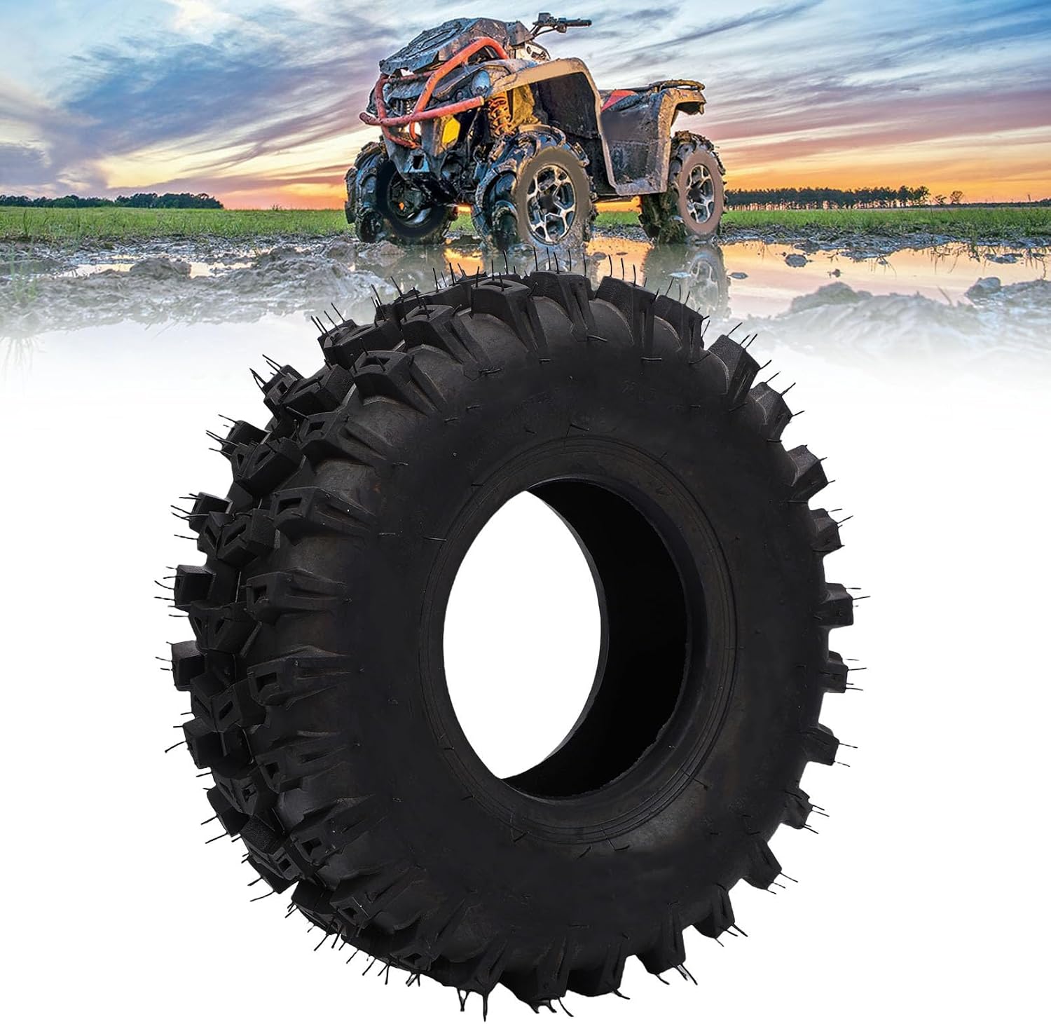 14x5.00-6 Tire, 6 inches Rubber Vacuum Tubeless Tire Replacement for ATV Quad Off Road Go Kart Cart Mini Bike, Good Enhanced Traction