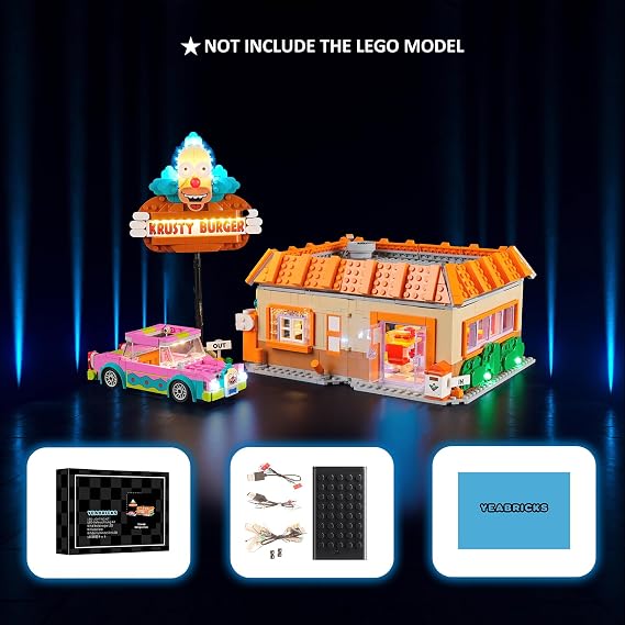YEABRICKS LED Light for Lego-10352 ICONS The Simpsons: Krusty Burger Building Blocks Model (Building Set NOT Included)