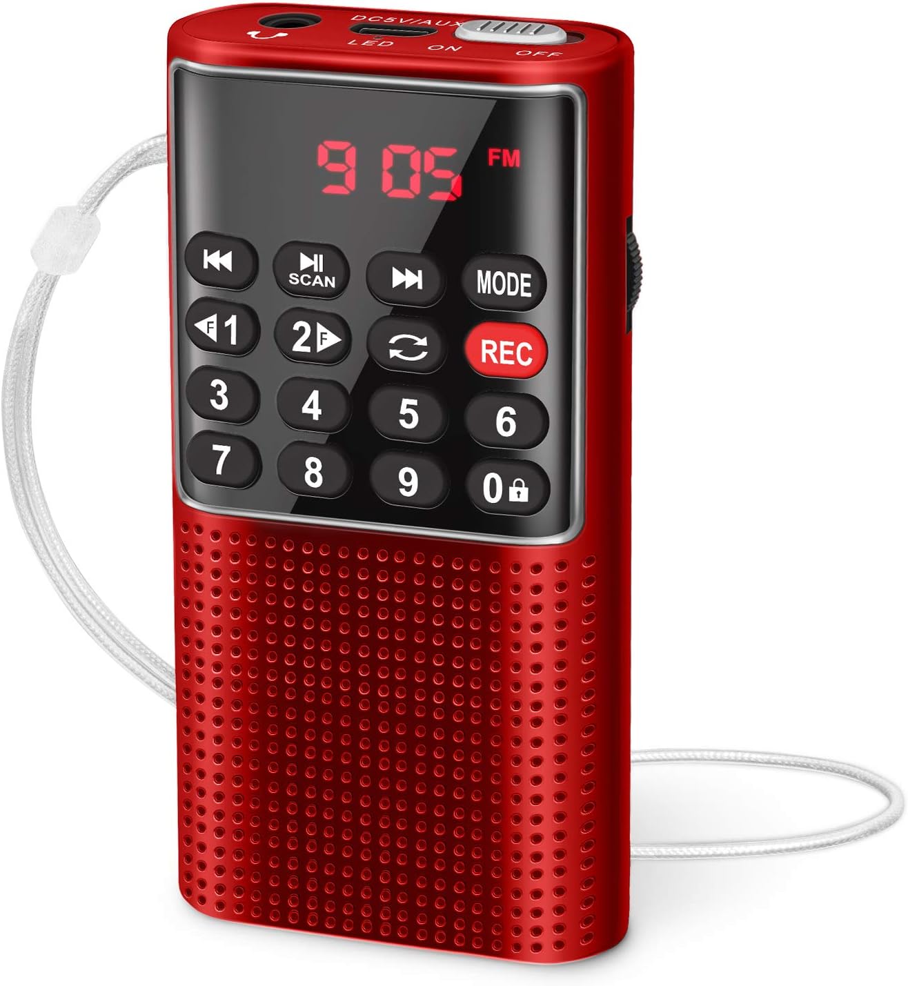 J-328 Portable Radio, Small Rechargeable Portable Radio with Recording Function, Portable FM Radio Supports MP3/TF/AUX (Pink)