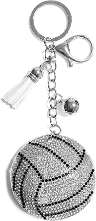 Rhinestone Sports Ball Keychain Football/Basketball/Soccer/Baseball Key Ring Accessory for Backpack Purse