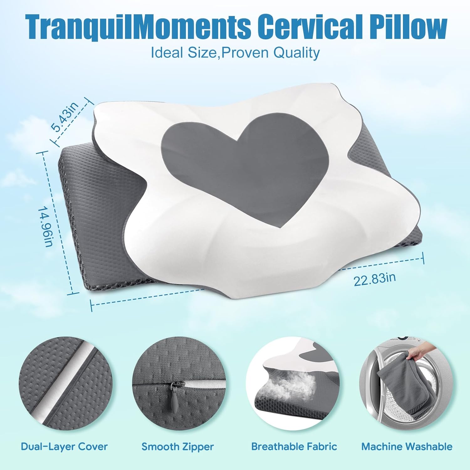 Knee Pillow for Side Sleepers and Cervical Neck Pillow for Neck Support