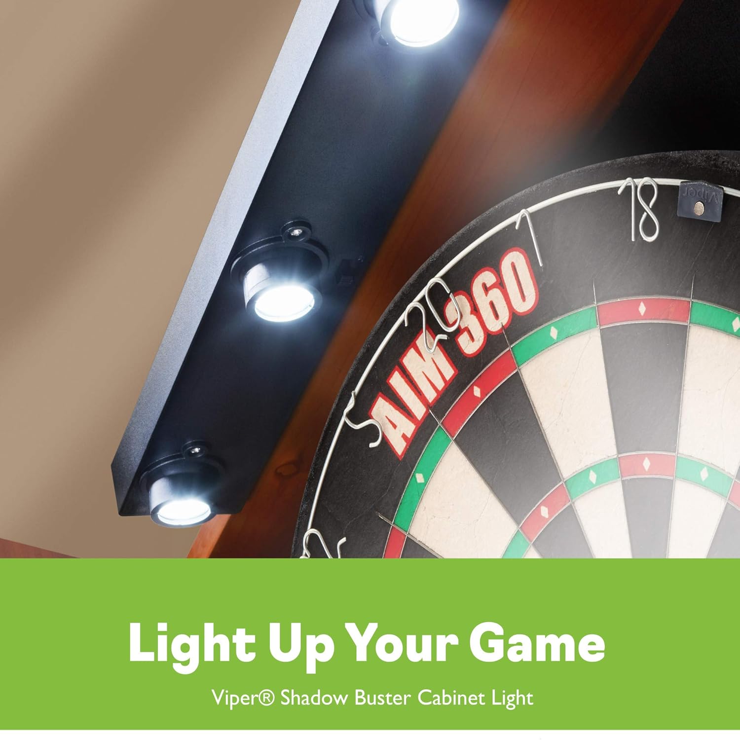 Viper Vault Deluxe Dartboard Cabinet with Integrated Pro Score, AIM 360 Sisal Dartboard, Laser Dart Throw Line, Shadow Buster, and Black Mariah Steel Tip Darts, Mahogony Finish : Sports & Outdoors