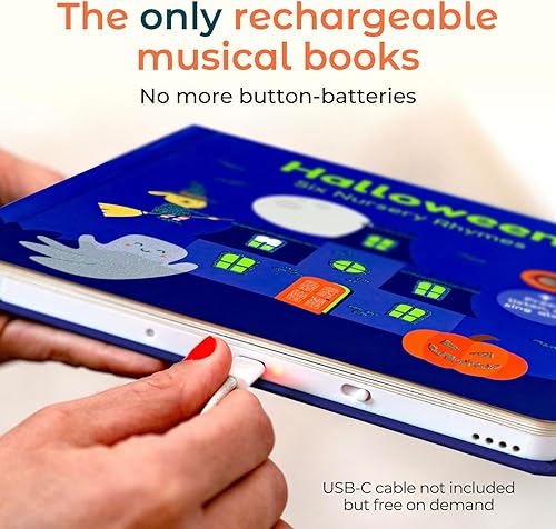 Miniatura 2 de Cali's Books Libro de Halloween para niños pequeños con 6 canciones de Halloween, juguete de bebé de Halloween, libros de Halloween para niños de 1