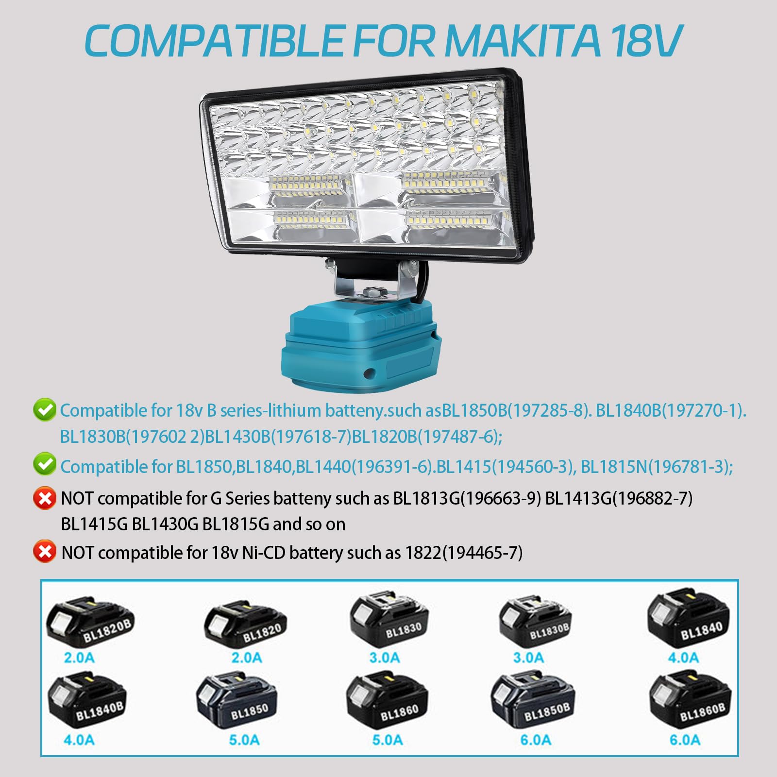 Akku Lampe Für Makita 18v, 27W Led Arbeitsleuchte Akku