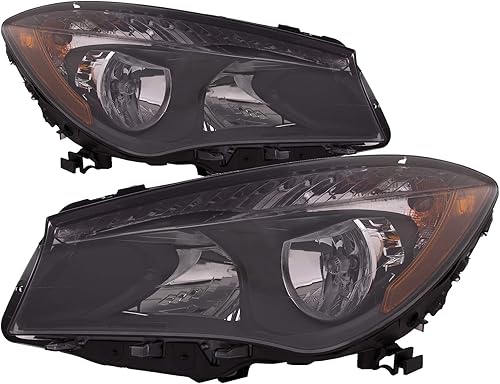 HEADLIGHTSDEPOT - Juego de faros delanteros halógenos, carcasa negra con lente de rendimiento compatible con Mercedes Benz CLA250CLA45 AMG 2014-2019