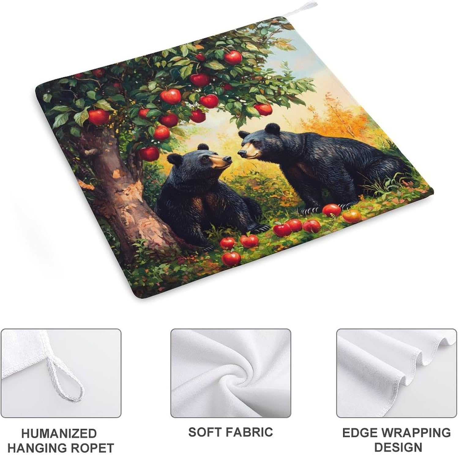 Animal Black Bear Towel Hand Towels Decorative Towel for Bathroom Kitchen Shower Gym 4PCS