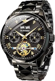 Herrenuhren Automatik Skelett Mechanisch Selbstaufzug Luxus Diamant Saphirkristall Wasserdicht Wolframstahl Armbanduhr