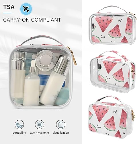 Miniatura 6 de ALAZA Bolsas de maquillaje transparentes, paquete de 2 bolsas de aseo de sandías rosas, bolsa de viaje impermeable, bolsa de cosméticos, organizador