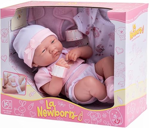 Miniatura 10 de Newborn Nursery - Set de regalo de 8 piezas de ajuar de muñeco bebé Azul sonriente., Rosa/Rebel Fun., Rosa afroamericano, Rosa sonriente