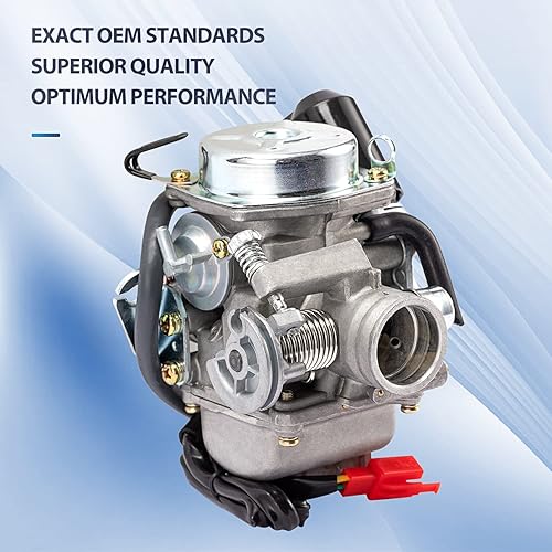 Miniatura 6 de Carburador GY6 150cc para motores de 4 tiempos 125cc 152QMJ 157QMJ Motocicleta Scooter con estrangulador eléctrico de 24mm PD24J con colector de
