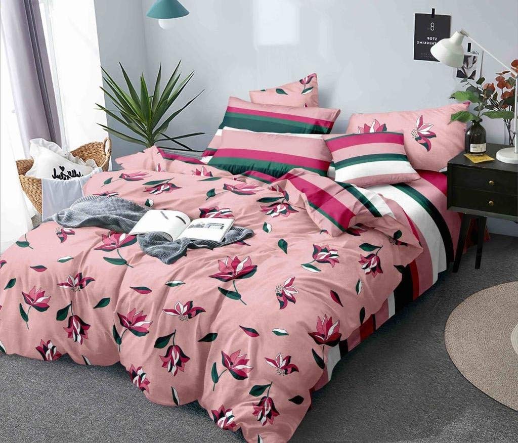 Hrudaya Synchronized Fibre All Season Queen Size Reversible Printed Comforter/Blanket/Duvet/Quilt/rajai for Double Bed 90x100 inch All Weather/Season (Cotton Comforter)-image-39