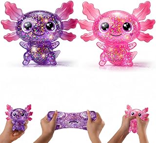 2Pack Axolotl Squishy Squeezy,Squishies for Girls,Slow Rising Squishy Toy | Slow Rising Squishy Squeezy,Sugar Stress Ball,Desktop decorations and toys suitable for children and adults(Purple + Pink)