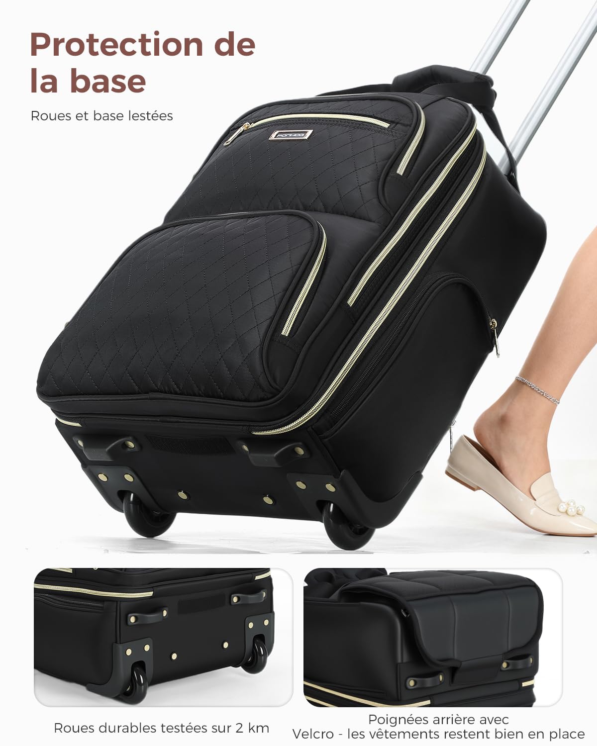 Ponhog Sac à Dos à roulettes pour Femme, Sac à Dos de Voyage pour Ordinateur Portable de 15.6", Sac à Dos à roulettes de 30L pour Adultes, Travail, Travail, Nuit, Article Personnel