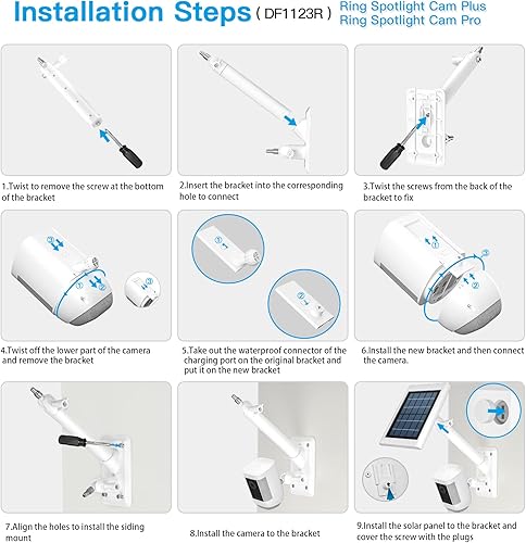 Miniatura 4 de HOLACA Soporte de montaje de pared 2 en 1 para el panel solar Stick Up Cam Pro, Spotlight Cam ProPlus y Stick Up Cam BateríaAccesorios de montaje al