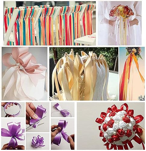 Miniatura 6 de Cinta de satén de doble cara de 1 pulgada de ancho x 20 yardas para fiestas, bodas, decoración del hogar, manualidades hechas a mano (112 nudes)