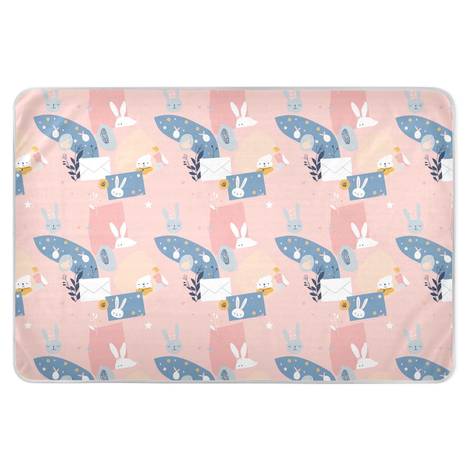 Envelope Bunny Cartoon Cream Color Bed Underpads Water Resistant Sheet Cover Underpads Skin-Friendly Diaper Pads for Infant Baby , 52