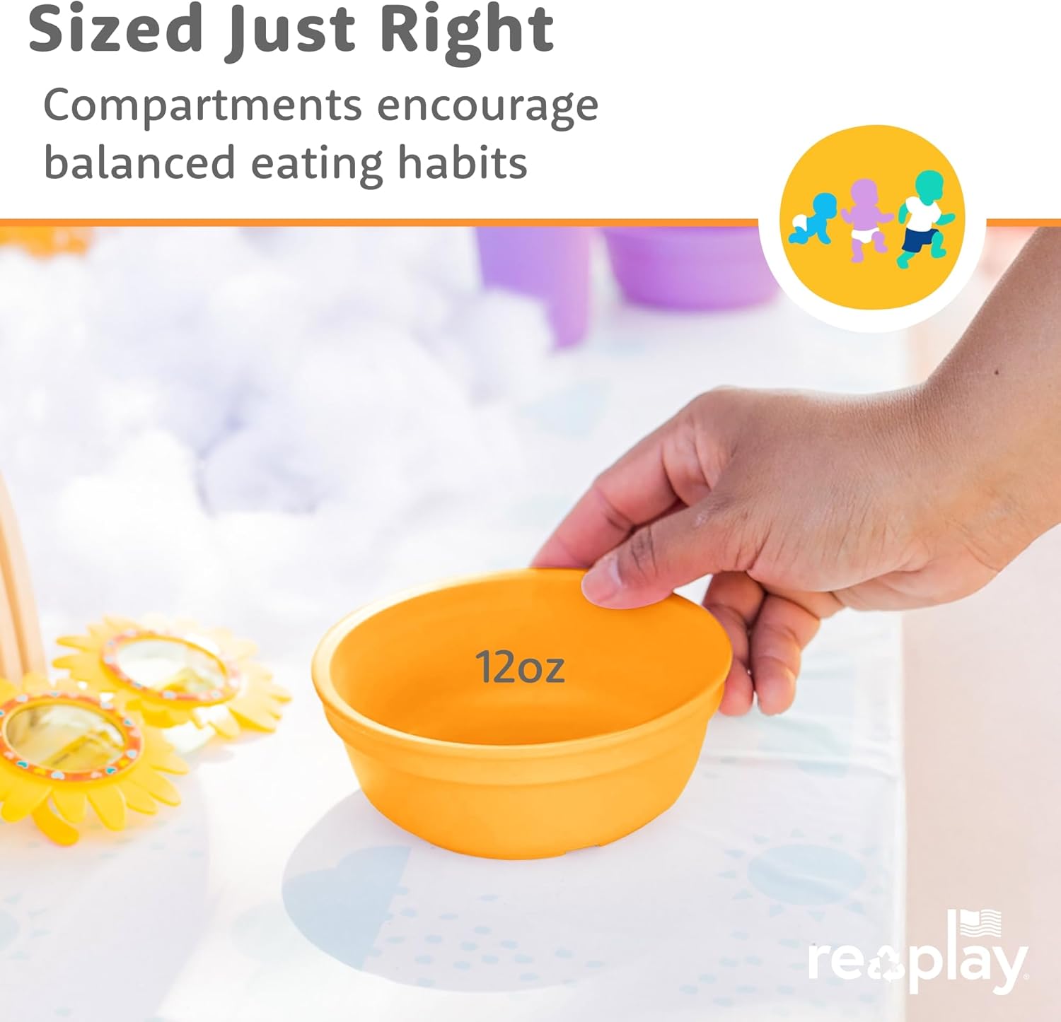 Re-Play 12 oz. Toddler Bowls Set of 4 - Kids Deep-Walled, Durable & Reusable Snack and Meal Bowls, Dishwasher & Microwave Safe, BPA-Free, Made in USA from Recycled Plastic, Aqua Asst - Image 8
