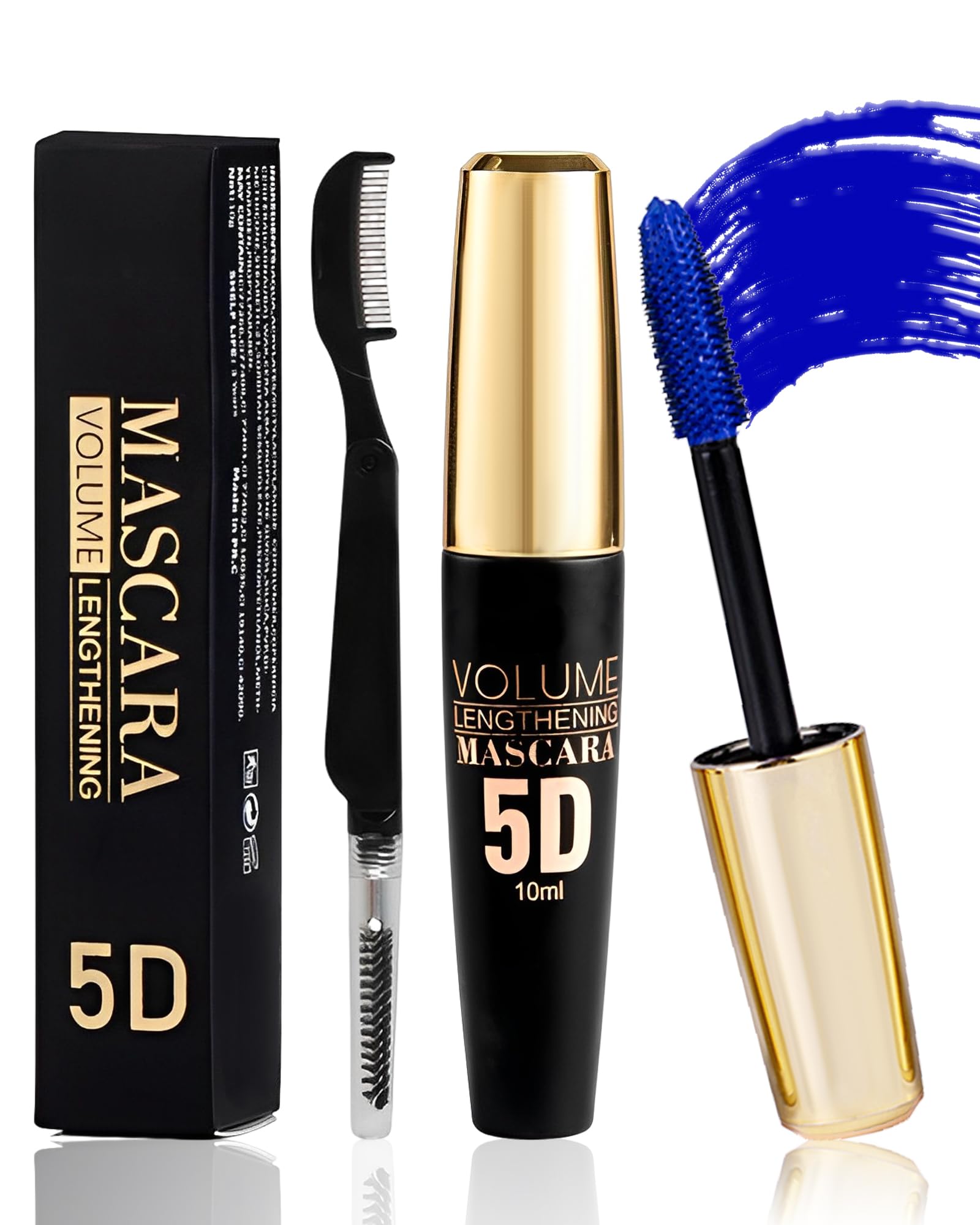 Blue Mascara Waterproof, Colored Tubing Mascara Volume and Length for Women 0.34 Fl Oz (Pack of 1) 04# Blue