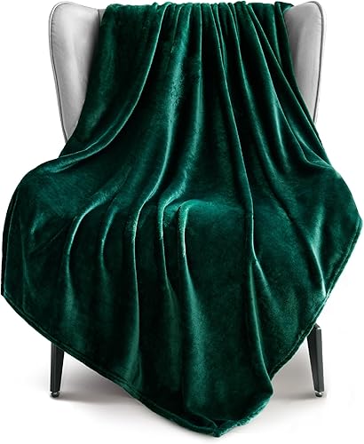 Exclusivo Mezcla Fleece Throw XL Blanket for Couch, Sofa, Super Soft and Warm Forest Green Blankets, All Season, Cozy, Plush, Lightweight, 50x70 Inches