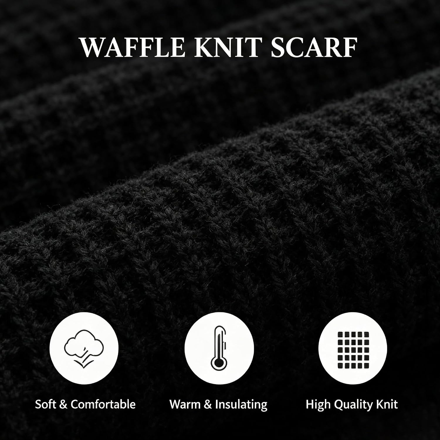 Women Men Waffle-Knit-Scarf, Soft Warm Scarf for Winter Cold Weather image 3