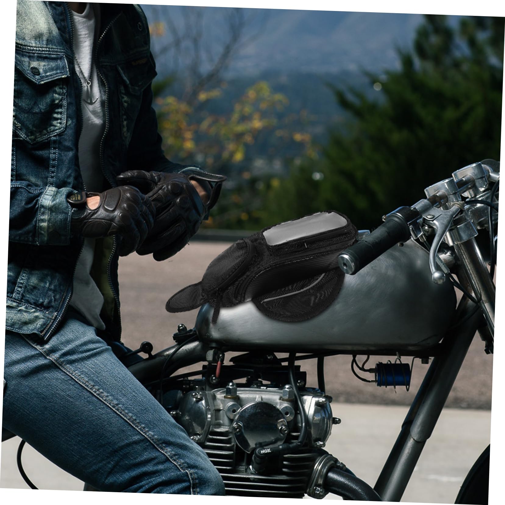 TOPBATHY Sacoche Sécurisé Grosse Magnétique Capacité Réservoir de Moto Imperméable, en Tissu Rangement pour Conduite
