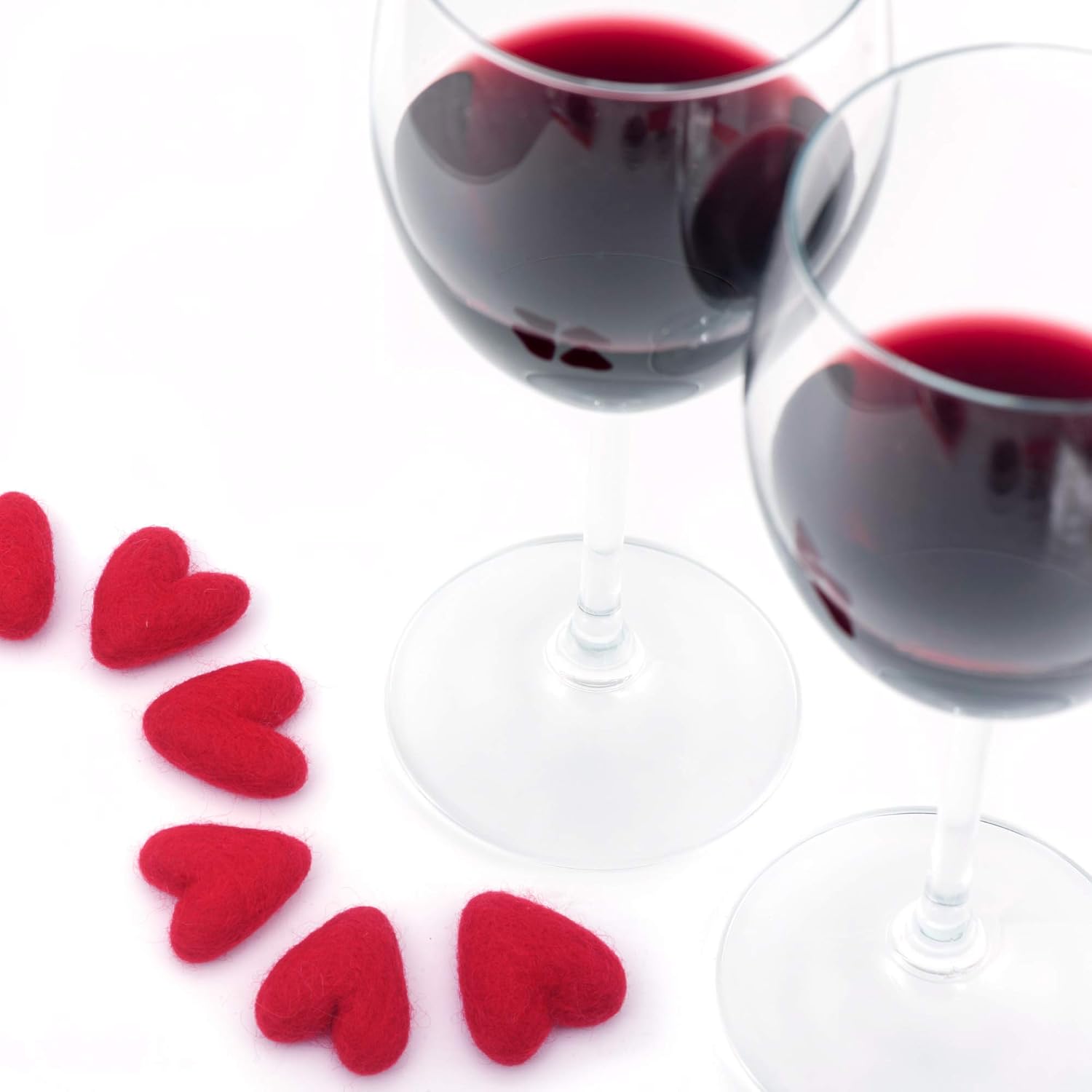 Glaciart One Red Felted Hearts - 1.5” (10 Pcs) - Needle Felting - Needle Felting & Essential Oils Ready - Handmade in Nepal Using 100% Natural New Zealand Wool, for Art Projects & Valentines Decor