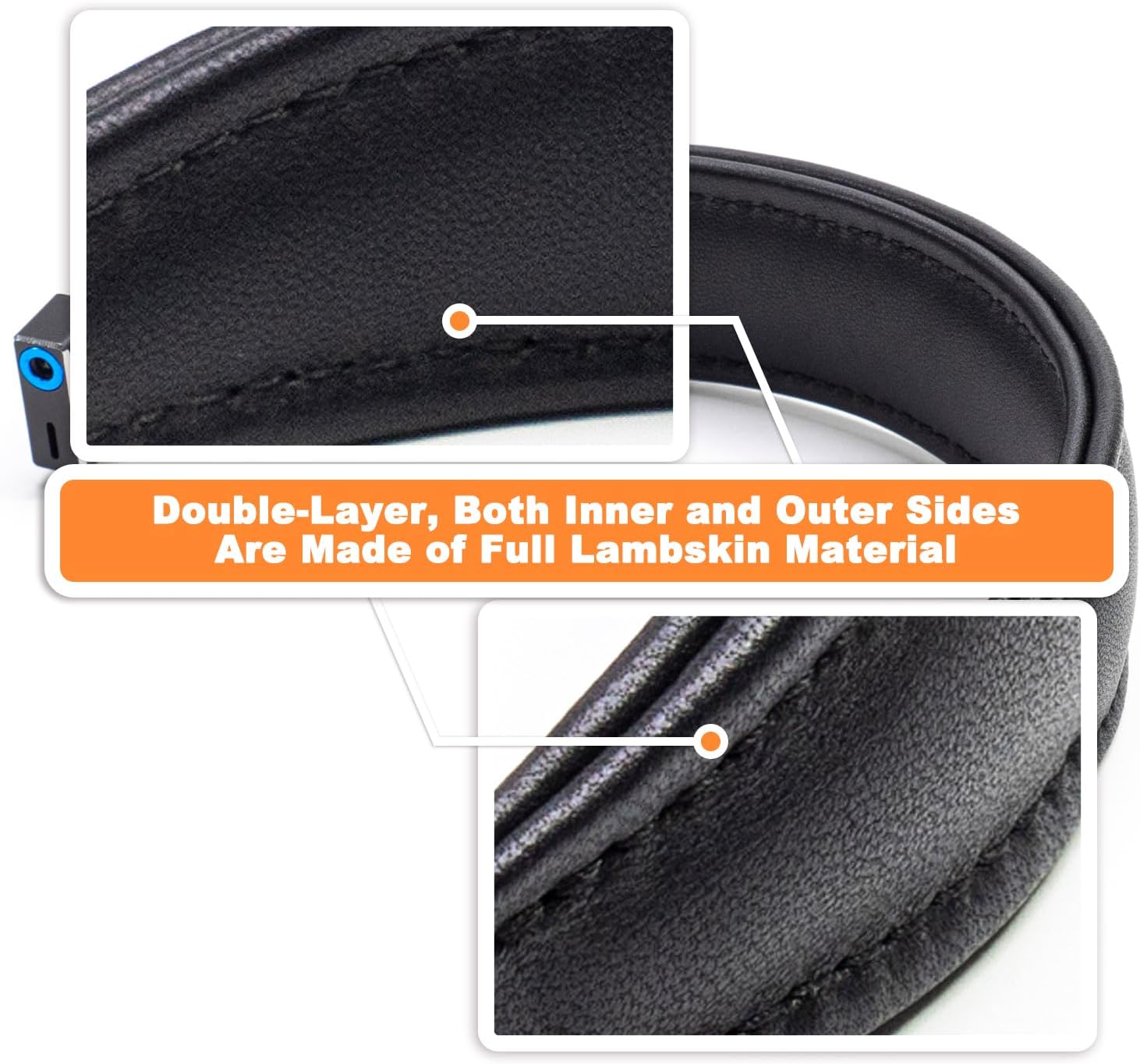 True Lambskin Leather Head Pad Aluminum Alloy Removable Headband Steel Beam Compatible with Grado SR60e SR60i SR80e SR80i SR125e SR225e SR325e SR325i RS GH 1 2 3 4 Alessandro MS-1/2 PS GS