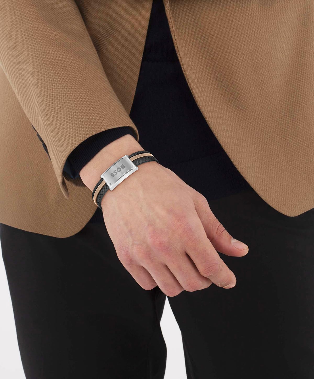 BOSS Jewelry Pulsera de piel para Hombre Colección GALEN en beige, marrón o negro