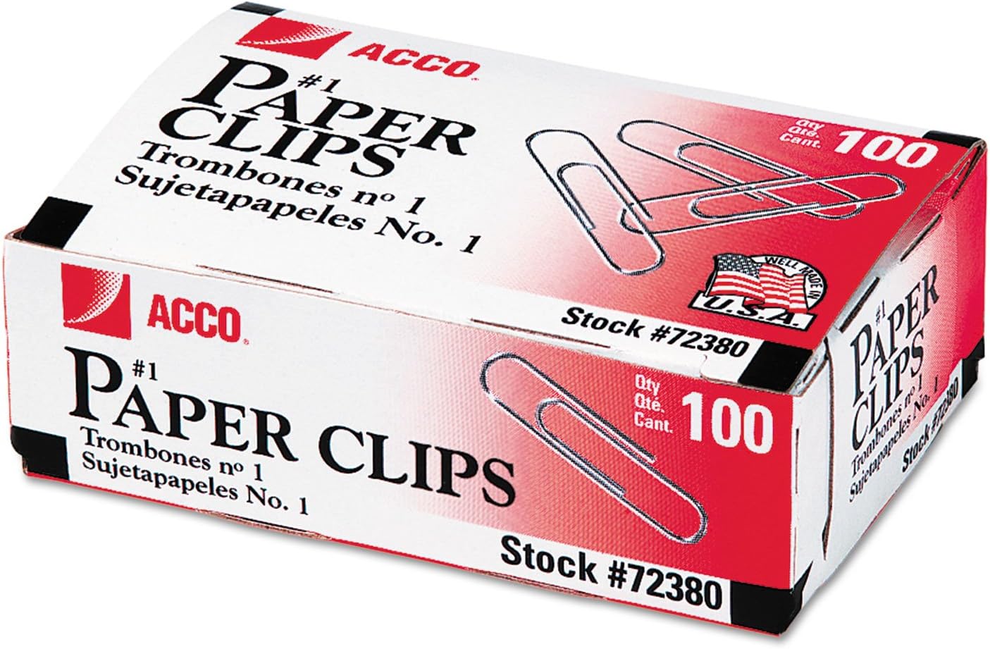 ACCO Premium Paper Clips, Size #1, 100/Box, 10 Boxes/Pack