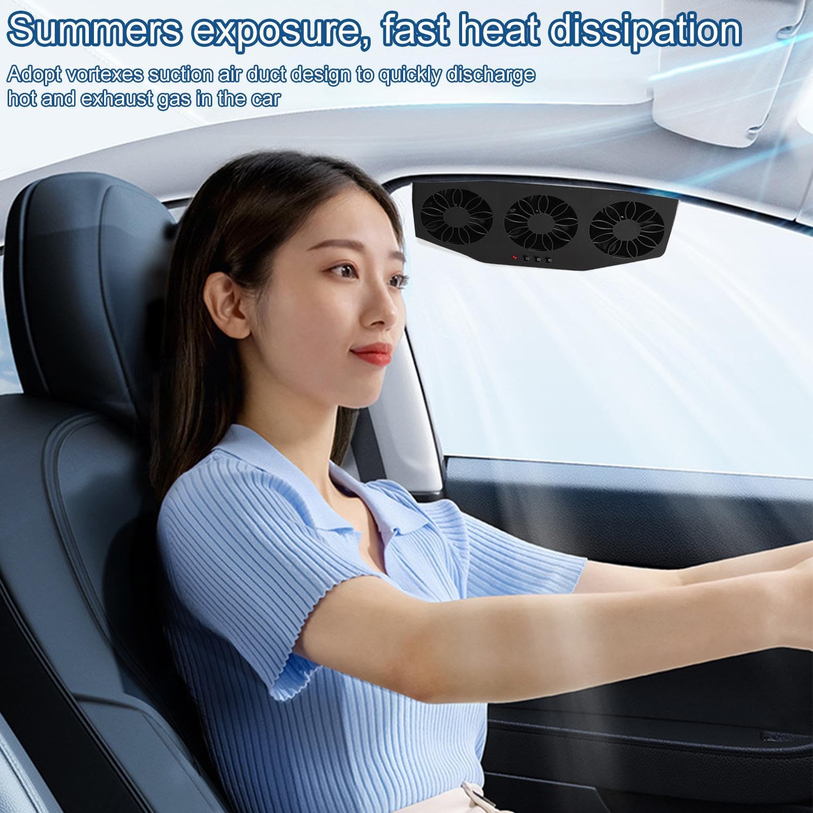 Ventilateur d'échappement pour voiture – Ventilateur de voiture à énergie solaire, 1200 mAh, chargement USB pour camping-car, camion, berline, purificateur d'air automatique