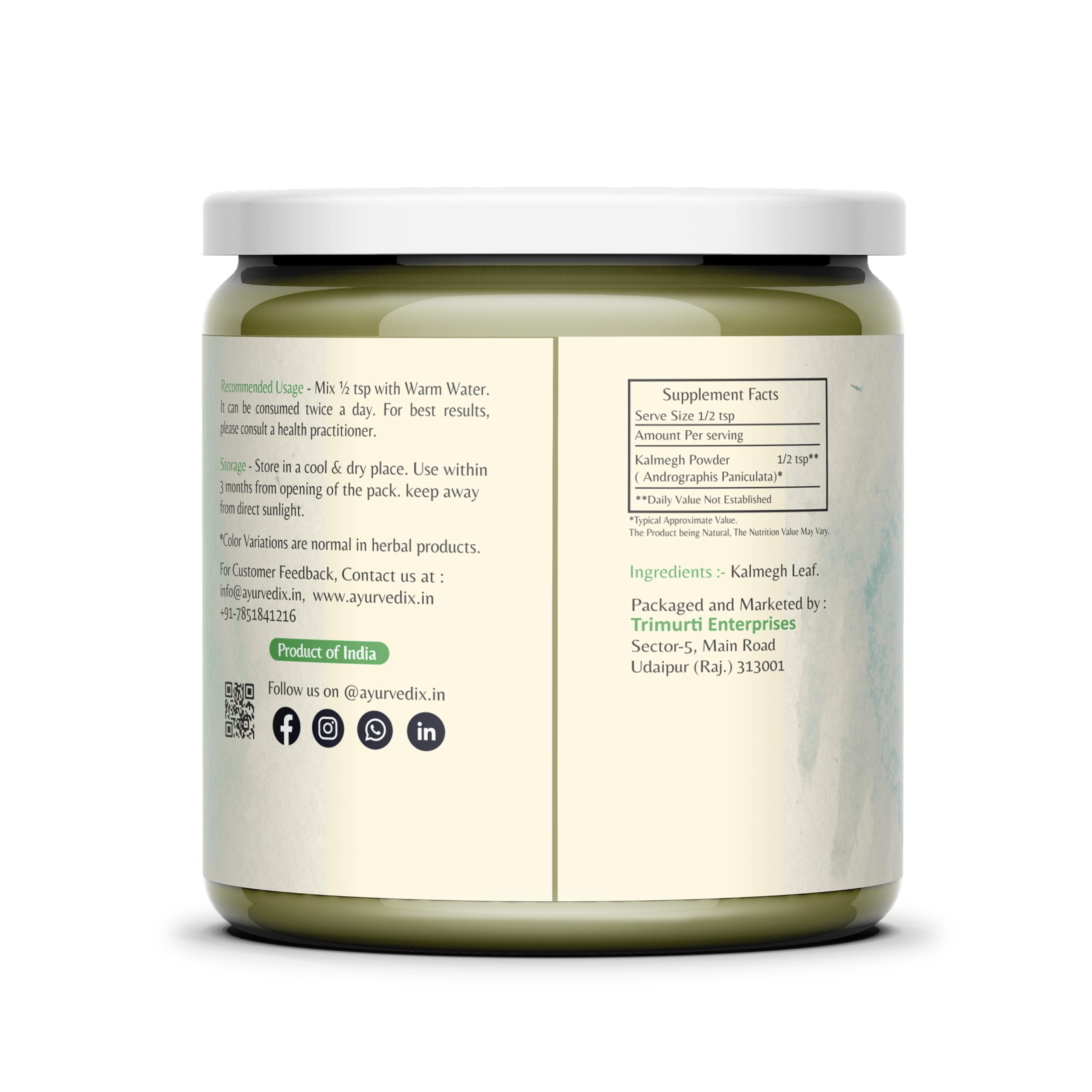 Ayurvedix Organic Kalmegh Powder 200g | Andrographis paniculata | Supports Liver Wellness, Digestion & Immunity | Natural Detox Herbal Powder | Non-GMO, Vegan | Jaivik Bharat & USDA Certified 3