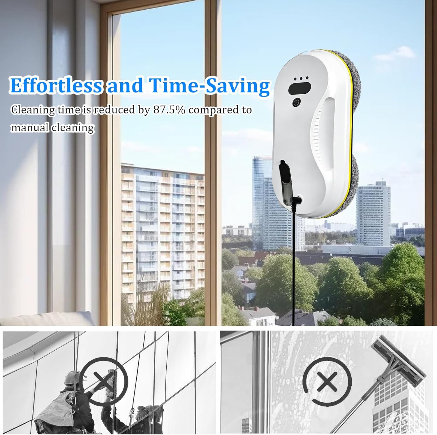 Window Cleaner Robot with Ultrasonic 5600PA Auto Water Glass Cleaning Automatic Smart Robot Cleaner,Window Vacuum Cleaner with Control Windows/Tiles/Class Door Indoor Outdoor